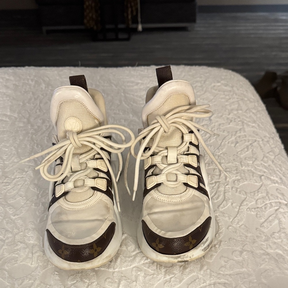 Louis Vuitton White and Brown Women's Shoes
